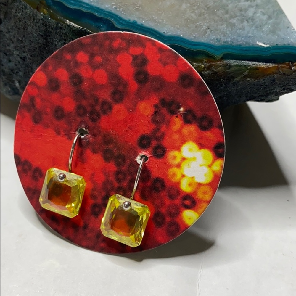 Citrine square dangle earrings